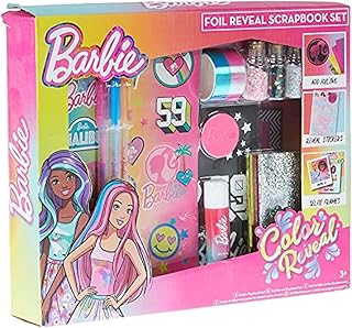 سكراب بوكينج من باربي للفتيات، مصنوع من الرقائق والورق والبلاستيك، مناسب للأطفال من عمر 6 سنوات فما فوق. متعدد الاستخدامات مع رقائق فويل