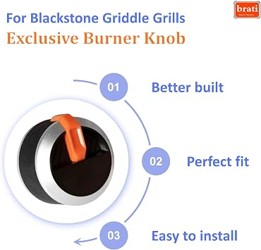 Gas Griddle Grill Orange Knobs Replacement for Blackstone 1666 1517 1554 1825 1836, Walmart Control Knob for Blackstone 17 22 28 36 Griddle Accessories, 4 Pack