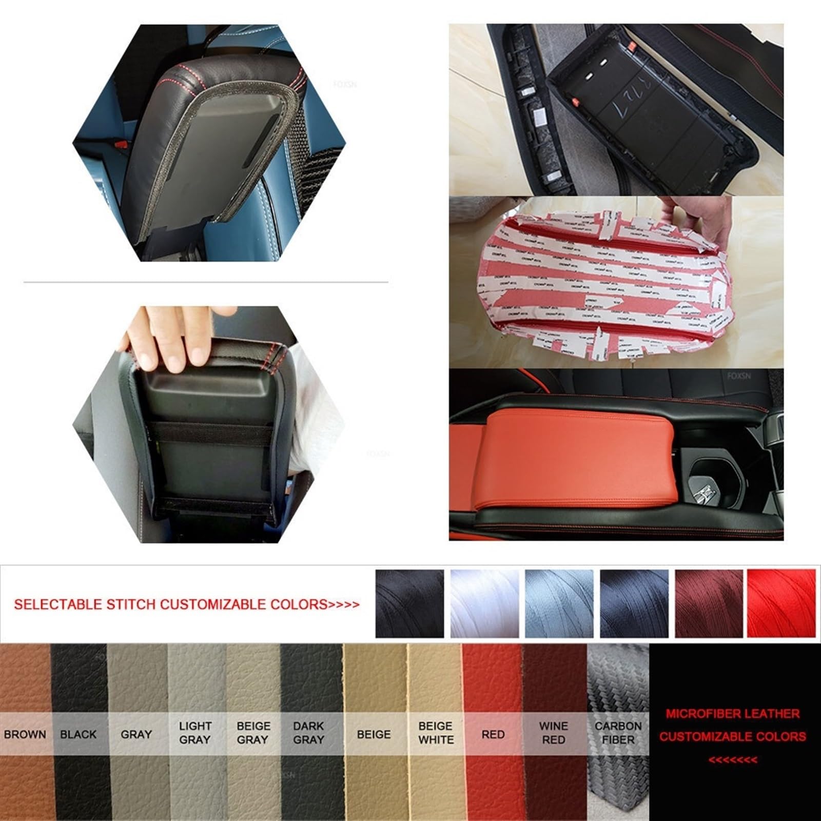 Couvercle D'accoudoir Central En Simili Cuir Pour BMW Série 3 F30 (2013-2018) - Noir - Neuf