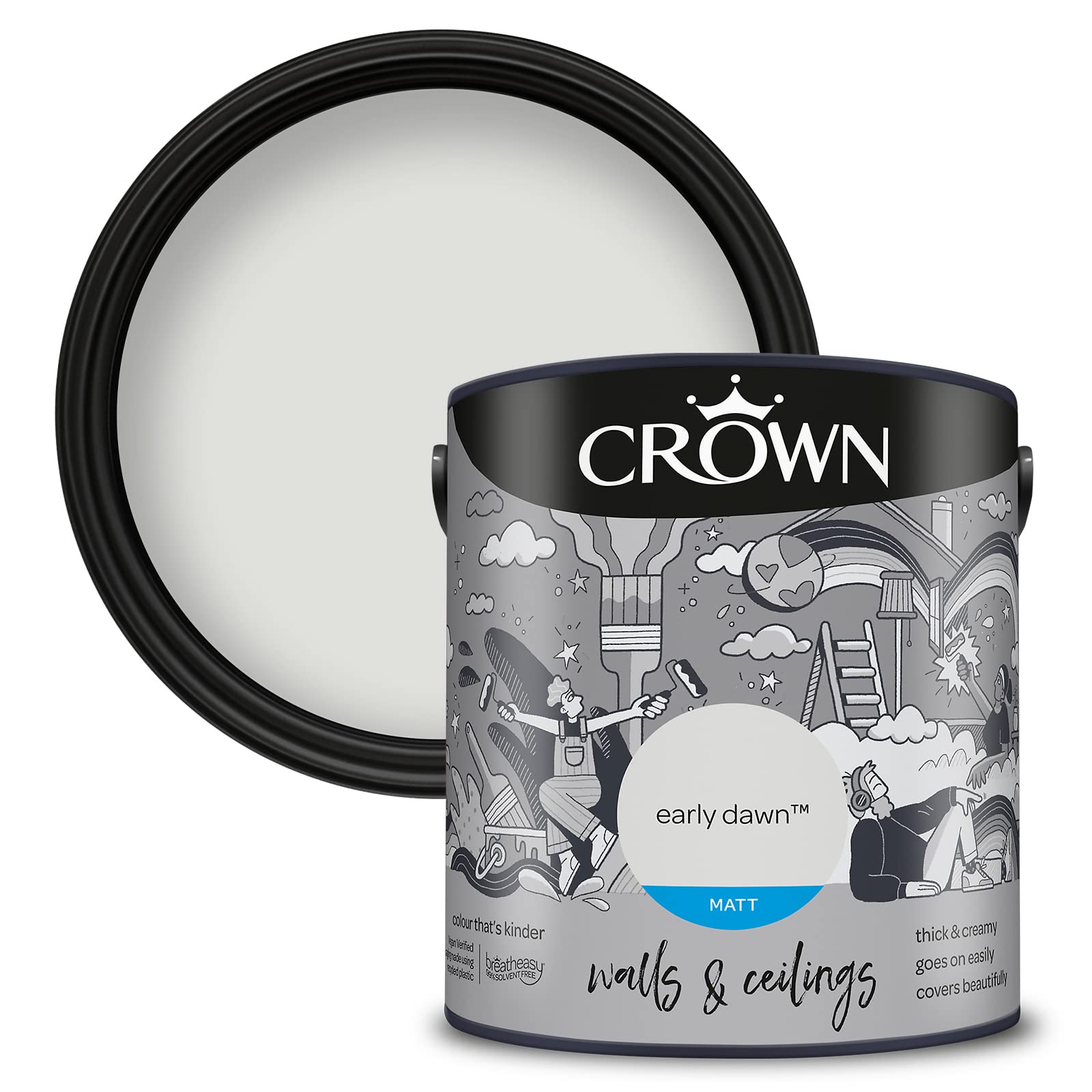 Crown Walls & Ceilings Matt Emulsion Paint 2.5L Early Dawn