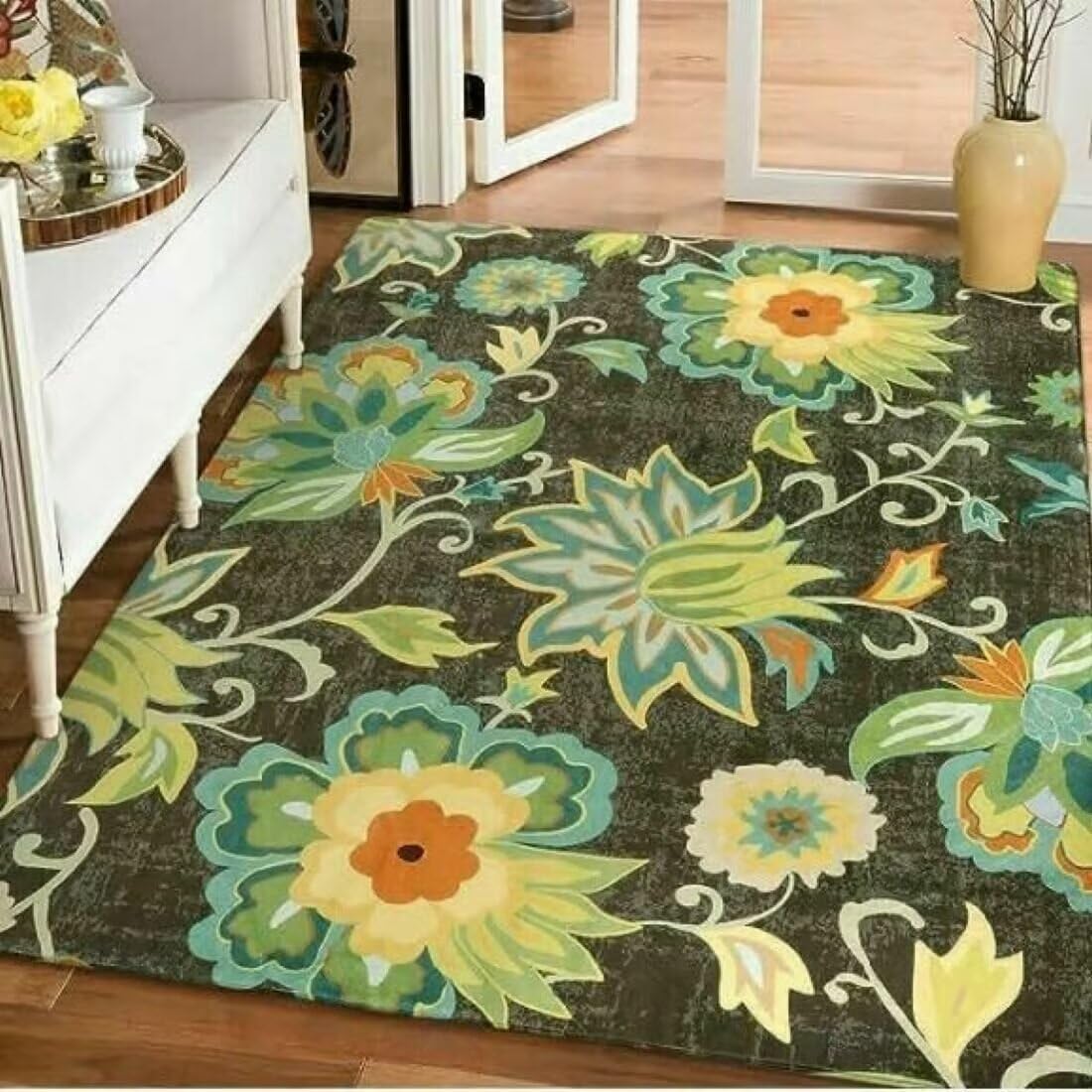 Tapis Priere Pliable Tapis de décoration intérieure Motif Floral Accessoires de Salon imperméables et antidérapants 70X200CM