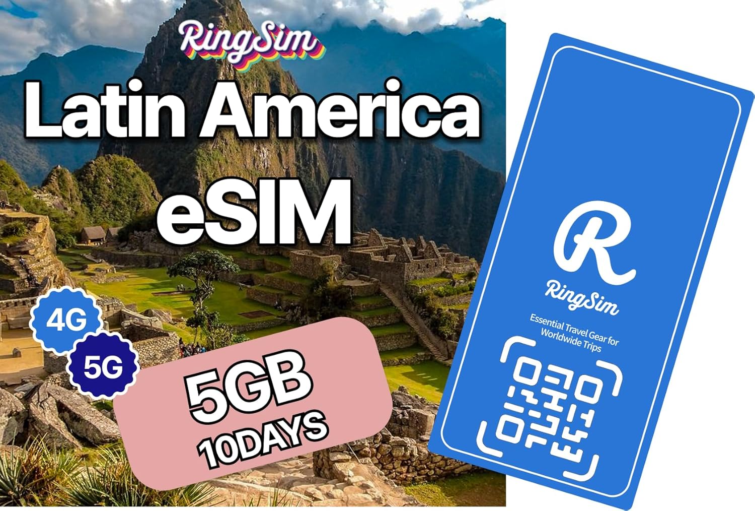 [eSIM] Latin America eSIM | 10DAYS 5GB | South America, Brazil, Argentina, Chile, Peru | 5G, 4G/LTE, Tethering, Hotspot | SIM with Instant Activation in 10 Minutes | Travel with Ringsim