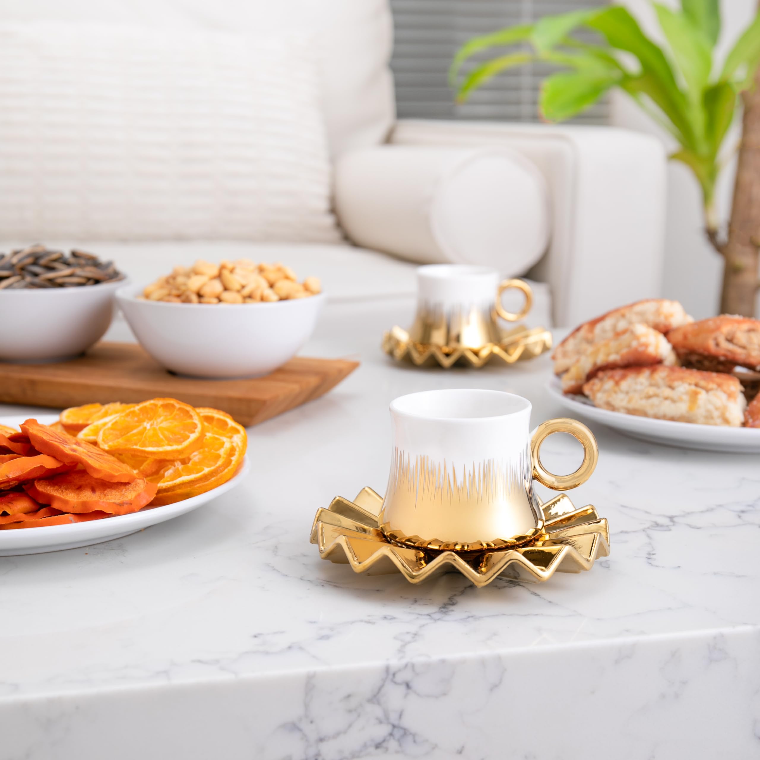 Set 6 Tazze Da Caffè Ribbon Con Piattino - Arca Italy, image size:2560x2560