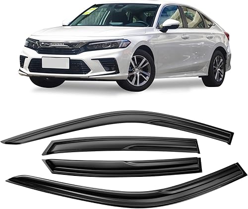 Deflectores de visera lateral tintados ahumados, protectores de lluvia diseñados para Honda Civic Sedan 2022 2023 LX EX SI HPT Sport Touring (4