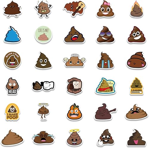 Miniatura 2 de Calcomanías divertidas para caca para niños, 60 unidades, vinilo impermeable para laptop, guitarra, monopatín, equipaje, teléfono, botella de agua,