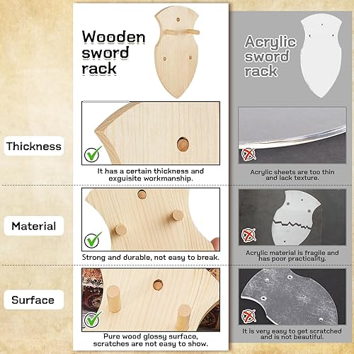 Miniatura 3 de Queekay Colgador de Placa de Montaje en Pared de Madera para Espada Katana Soporte de Exhibición para Exhibición en Pared Placa con Herrajes (Color