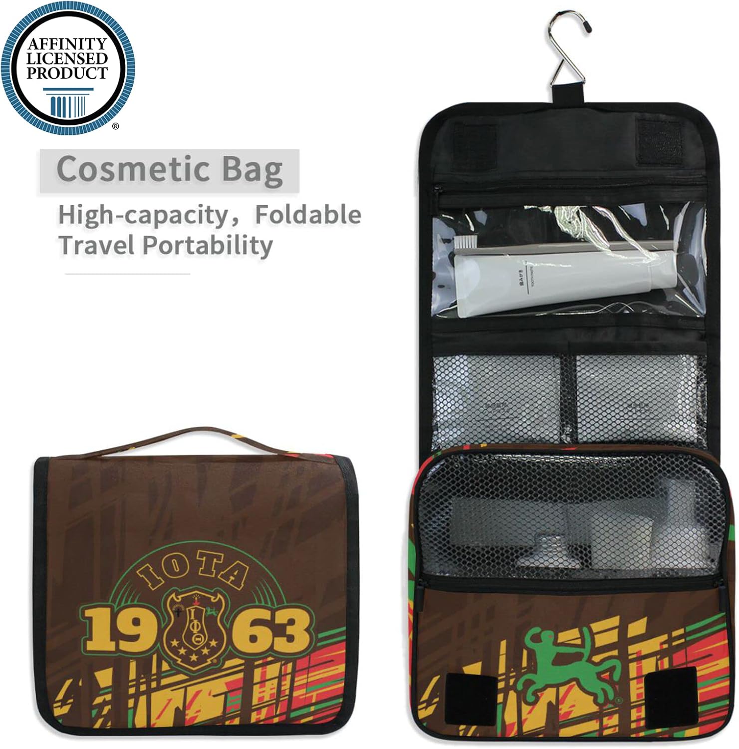 BBGreek Iota Phi Theta - Hanging Toiletry Travel Bag - Classic Shield 1963 - Officially Licensed