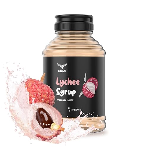 Locca Lychee Syrup 12oz - Premium Coffee Syrup | Coffee Flavoring Syrup Popping Boba Companion | Lychee Flavoring | Real Fruit Infused Shaved Ice Coffee Flavor Syrup for Coconut Syrup Lychee Boba Tea - Lychee - 12 Fl Oz (Pack of 1)