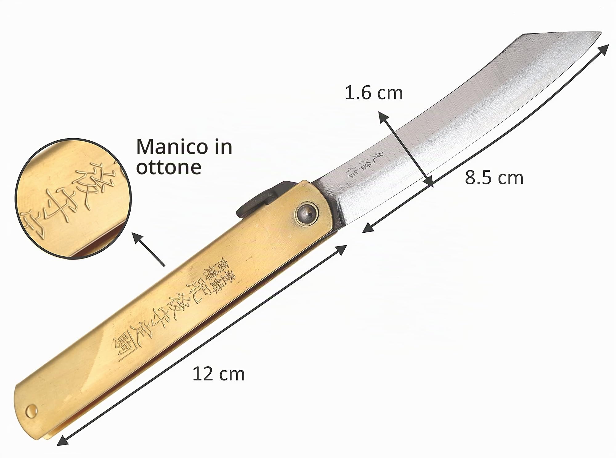 HIGO NO KAMI Coltello Tascabile Pieghevole Giapponese Aogami Warikomi Lama 8.5 cm Fatto a Mano in Giappone da Nagao Kanekoma