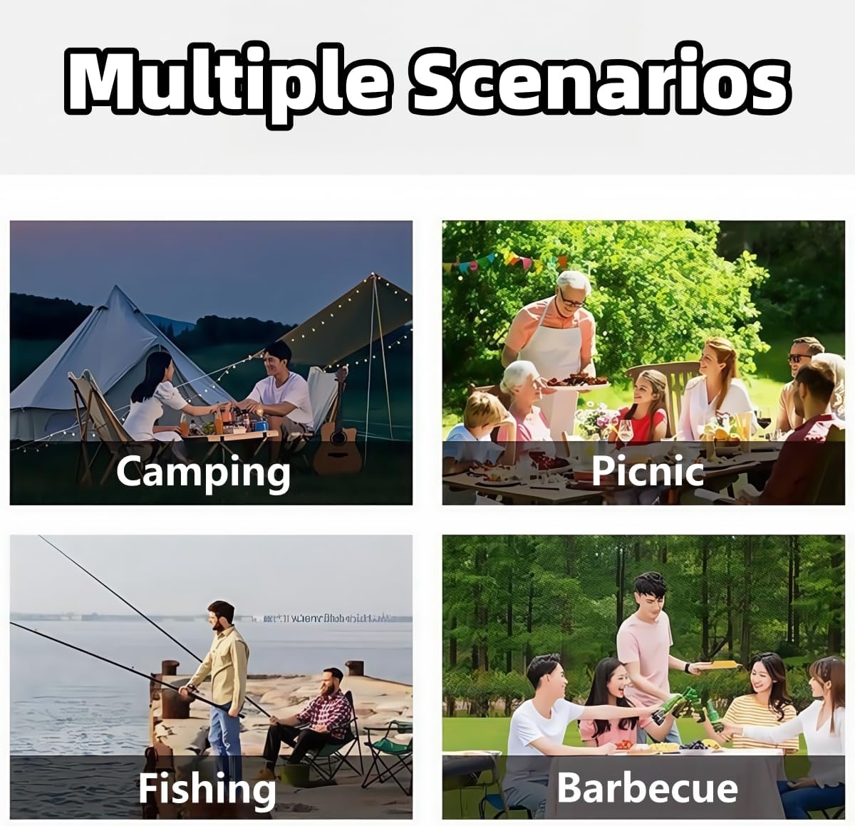 Outdoor Table and Chairs, One Piece Folding Design, Lightweight and Portable, with 4 Chairs, for Camping, Fishing and Picnics