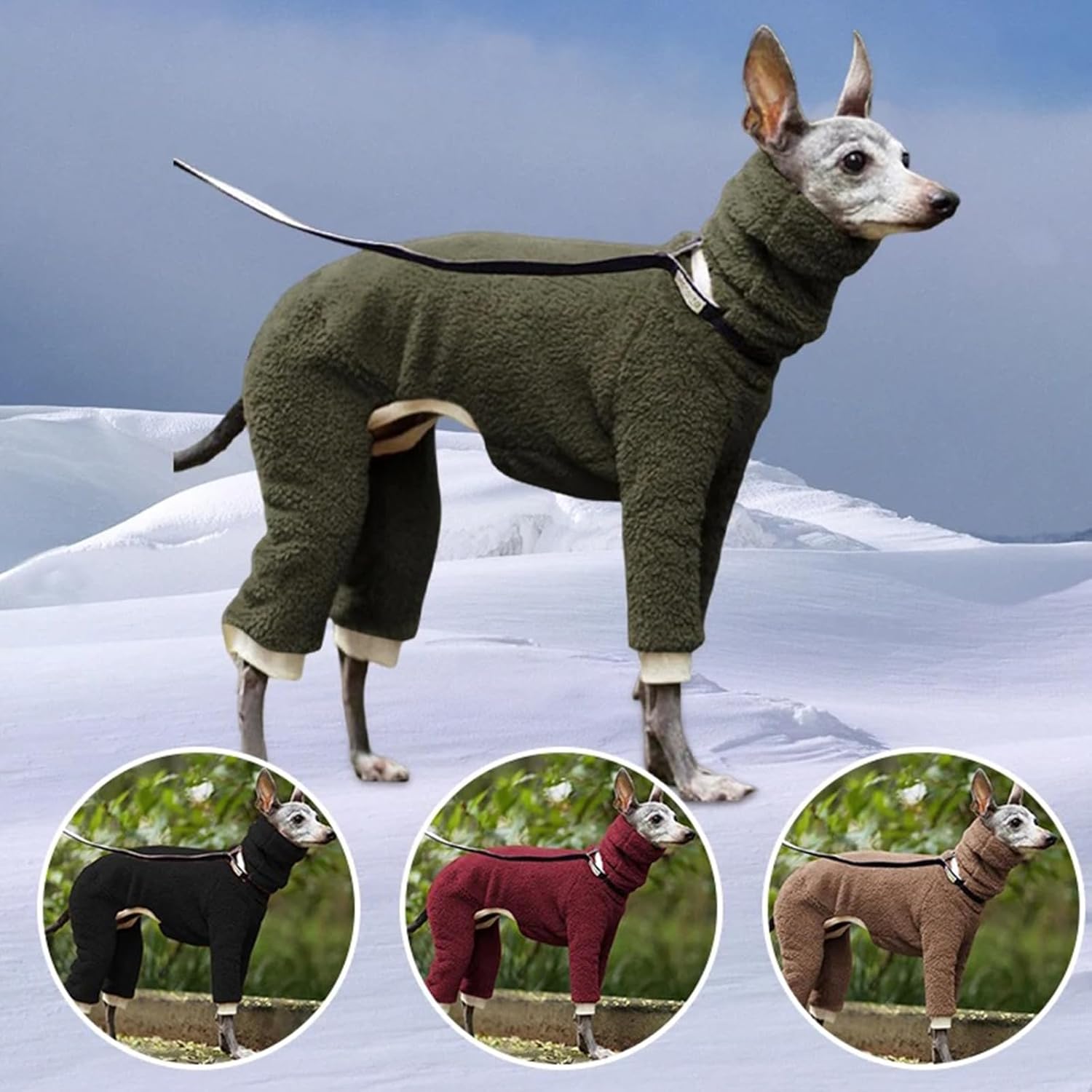 犬の冬のコートの柔らかいプルローバーの犬のパジャマの四足のタートネックの厚いフリースの暖かいグレーハウンドのスウェーターの中型の大き