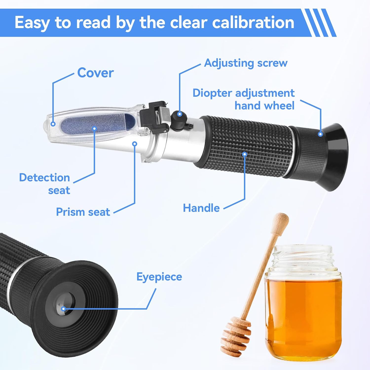 0~32% Brix Meter Refractometer with ATC, Digital Portable Handheld Refractometer, Sugar Content Measurement Meter for Measuring Sugar Content in Fruit, Honey, Maple Syrup