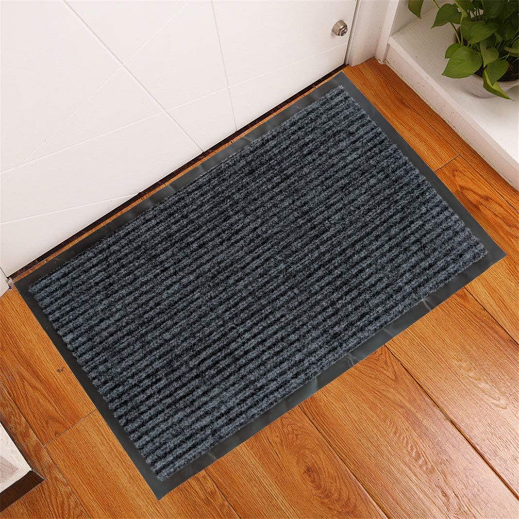  Durable Rubber Door Mat - Heavy Duty, Indoor/Outdoor, Easy to Clean, Waterproof, Low-Profile Entry Mat for Entry, Patio, Garage - High Traffic (23'' x 35'', Striped Gray Design) thumbnail