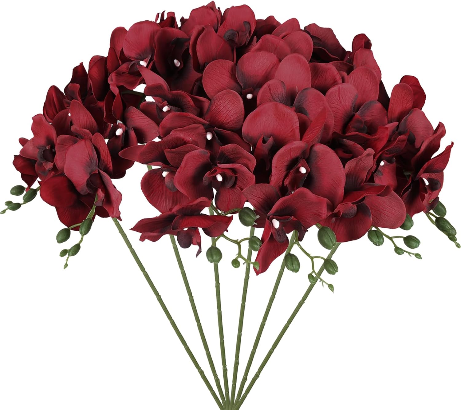 IPOPU 6Pcs White Orchids Artificial Flowers with 9 Large Blooms 37.4" Long Stem Fake Silk Orchid Look Real Flowers for Tall Vase Faux Orchids for Wedding Home Party Dining Table Centerpiece Decoration