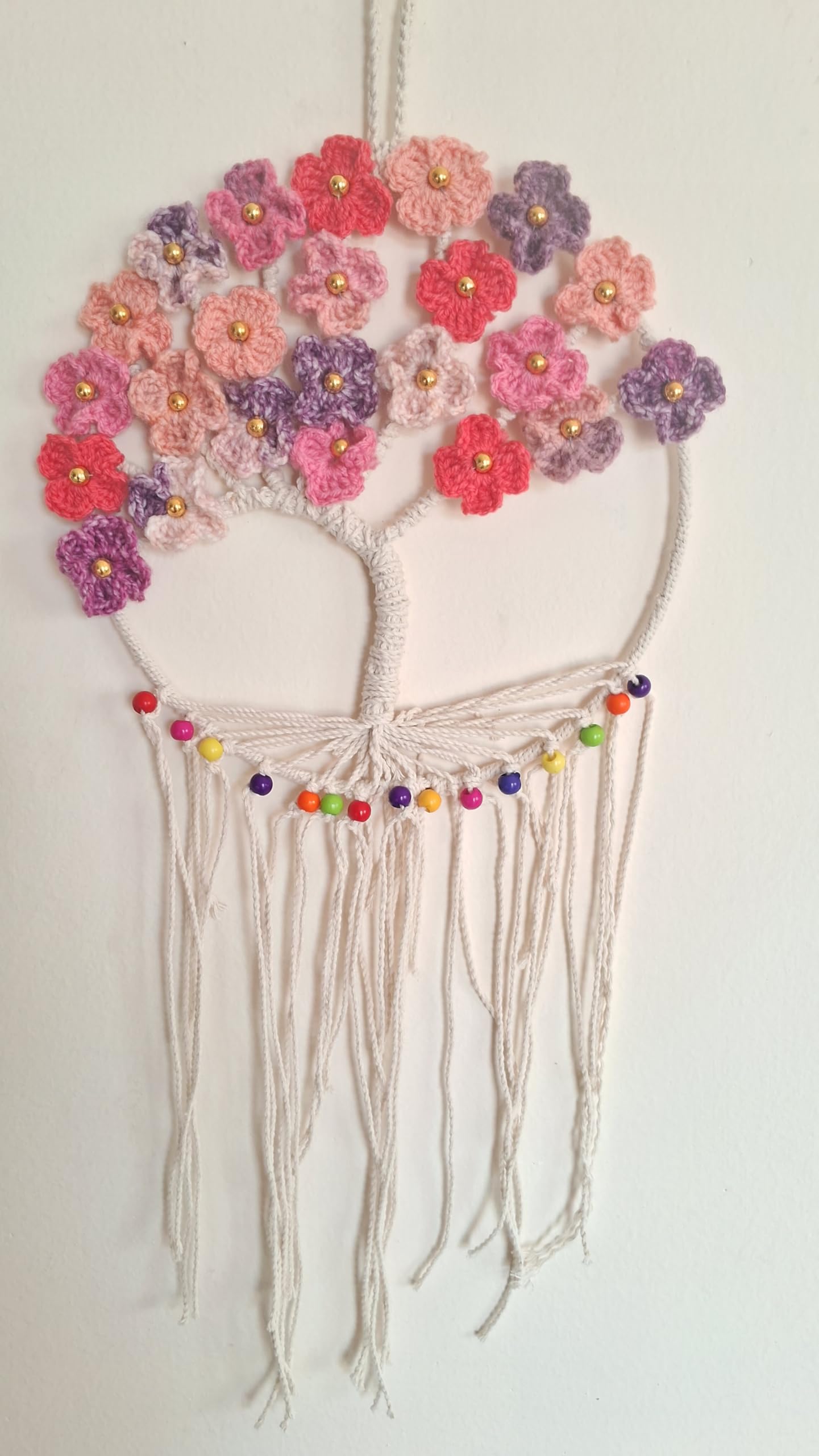 Tree of Life Dreamcatcher | Macrame Wall Hanging, Handmade Decor | Size 10×10inch or 25×25 cm |Tree of Life Wall Hanging | Handicrafts by Zealza(Pink)-image-45