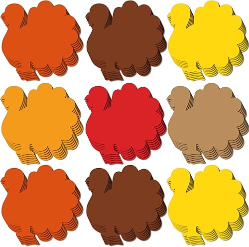 108 recortes de pavo, decoración de otoño para aula, varios colores, recortes de pavo de otoño para el aula, papel de Acción de Gracias, pavo,