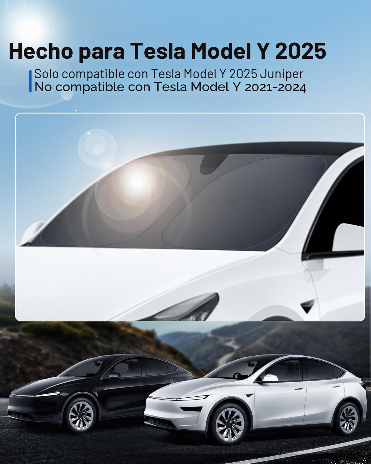 Parasoles para Coche 8 Piezas para Tesla Model Y 2025-2026 Juniper Diseño para Parabrisas Trasero Ventana Lateral Juego Completo Camping Privacy Curtains Protección UV Tesla Model Y Accesorios
