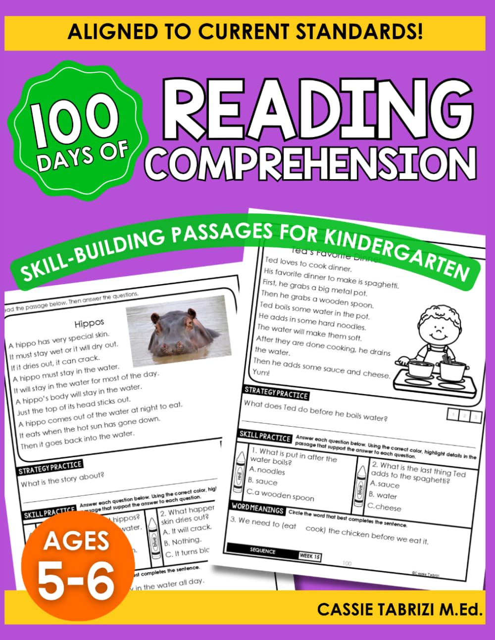 Reading Comprehension Workbook: Reading Comprehension Kindergarten Ages 5-6, Kindergarten Reading Comprehension