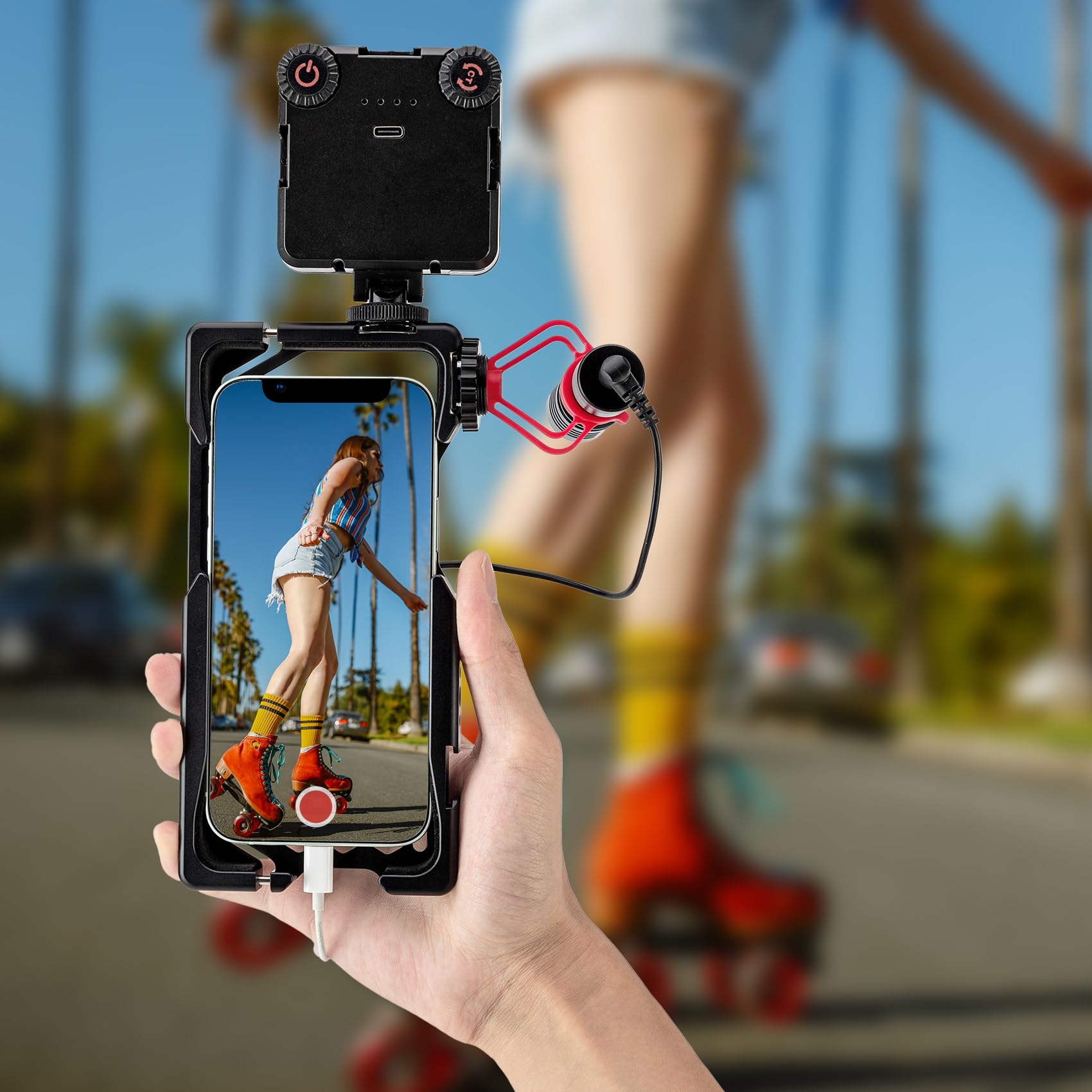 Fotopro Stabilisateur Vidéo Universel pour Téléphone Alliage d'aluminium Trois Chaussures Froides Smartphone Video Rig pour Vidéographie Photographie Vlogging Streaming en Direct Réalisation de Films