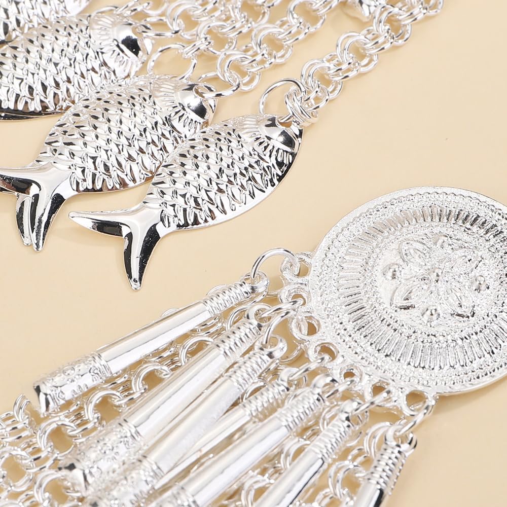 Denifery Bohemian Tassel Earrings for Women Dangling Chandelier Boho Statement Earrings Fashion Jewelry (Silver2) - Image 7