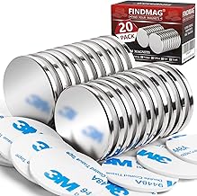 Pack of 20 30 x 3 mm Magnets Strong, 8 kg Pull Strong Magnet, Neodymium Magnet, Magnets Self-Adhesive Strong, Fridge Magnets, Magnets for Magnetic Board, Rare Earth Magnets with Double-Sided Adhesive