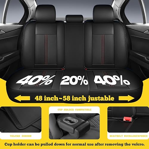 Miniatura 4 de LINGVIDO Fundas de cuero para asiento de automóvil, funda transpirable para automóvil, accesorios de cojín para automóviles y SUV, camión, juego de