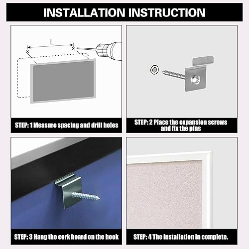Miniatura 8 de ORIENTOOLS Tablero de visión de 30 x 40 pulgadas, tablero de anuncios de corcho blanco, tablero de corcho decorativo con marco blanco, tablero de