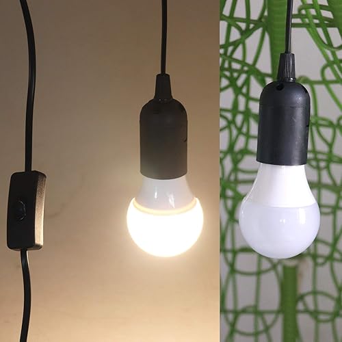 Miniatura 9 de REXTiN Paquete de 4 cables de extensión de enchufe de luz LED E26E27 de 5.9 pies con interruptor de encendidoapagado y enchufe de alimentación de CA