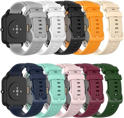 ECSEM Replacement Band Compatible with Letscom ID205L ID205S ID205U Bands and Veryfitpro ID205G SW021 SW023 SW025 Smart Watch Bands Soft Silicone Strap Waterproof Adjustable Wrist Band10Pack