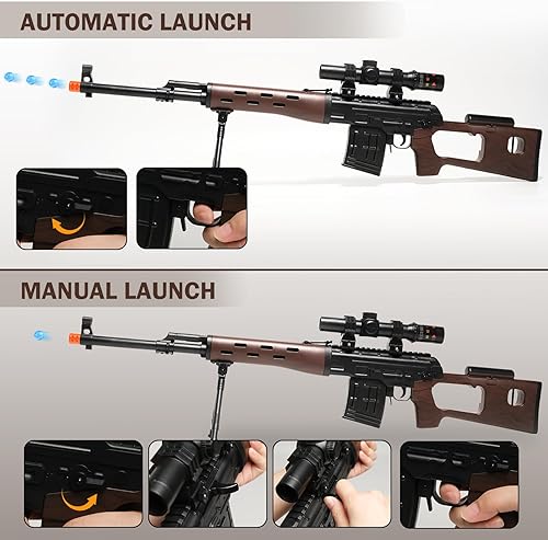 Miniatura 2 de Modified Classic Sniper SVD - Lanzador eléctrico automático de bolas de gel, rango extendido de más de 65 pies, 7.4 V potente, juegos y juguetes