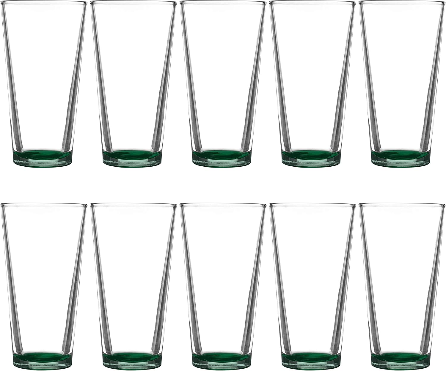 10 Libbey Mixing Glasses Set, 20 oz. - Clear, Pub, Thick base - Green