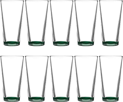 Libbey - Juego de 10 vasos mezcladores, 20 onzas, transparente, pub, base gruesa, color verde