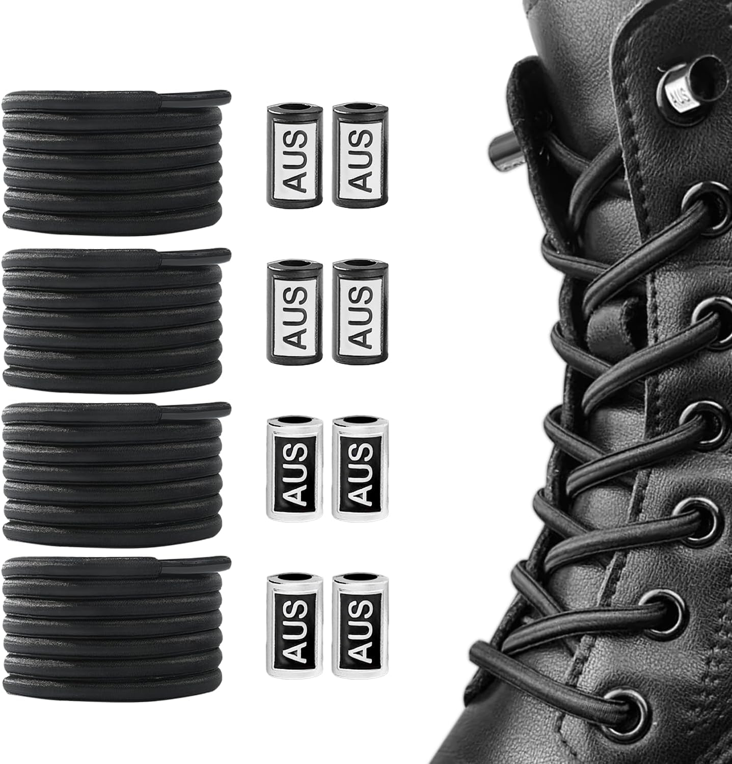 YLOKO 2 Pairs Elastic Shoe Laces, No Tie Shoelaces for Boot Sneaker | Stretchy Shoelaces, Oval Shoe Laces, Tieless Quick Laces for Adults & Kids