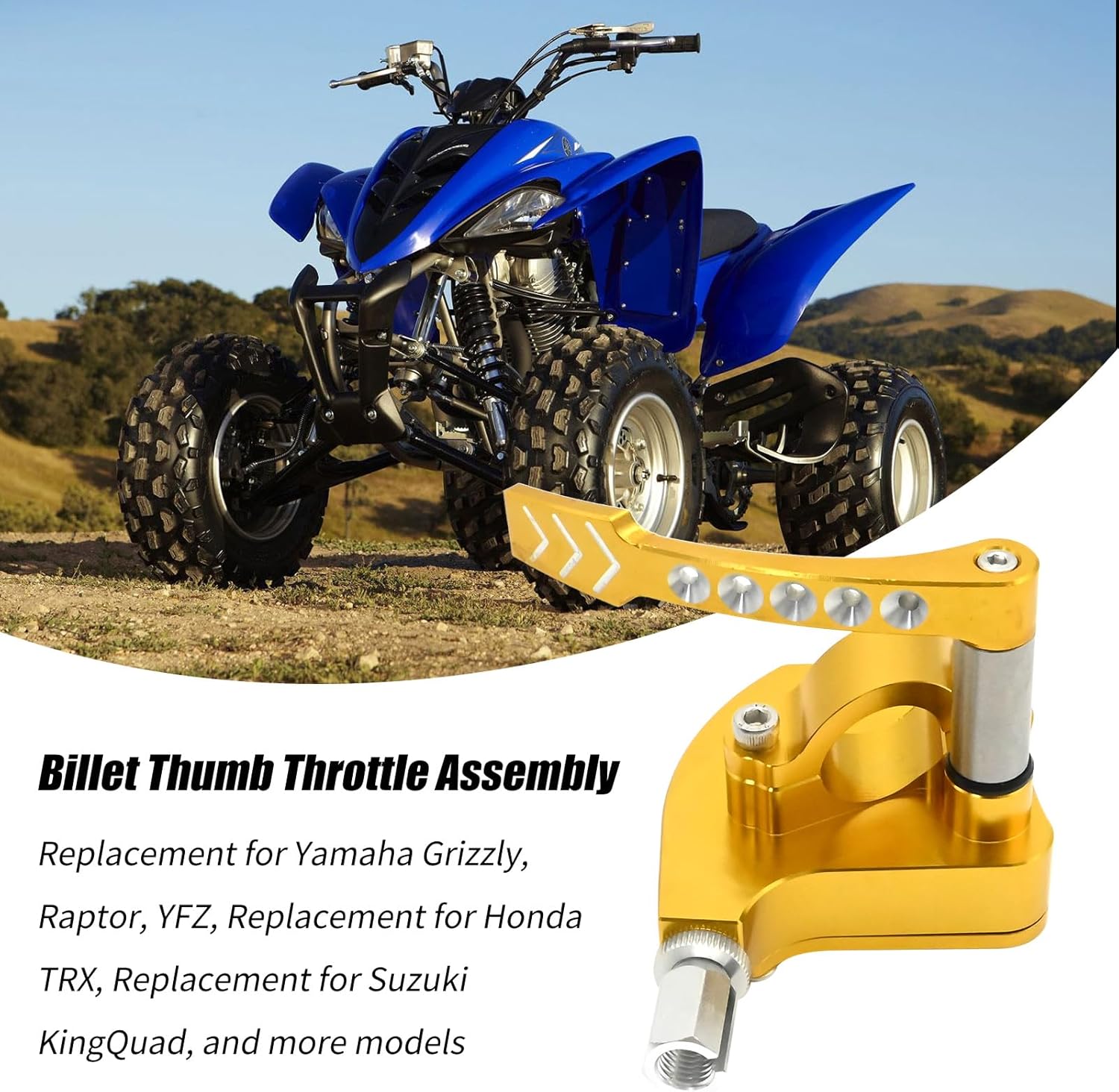 EATAKWARD 7/8 Inch 22 MM Billet Thumb Throttle Assembly, Replacement for YAMAHA BANSHEE YFZ RAPTOR 350 660 700 YFZ350 Blaster Banshee YFZ450 Warrior Grizzly, Raptor, YFZ, Honda TRX, Suzuki KingQuad