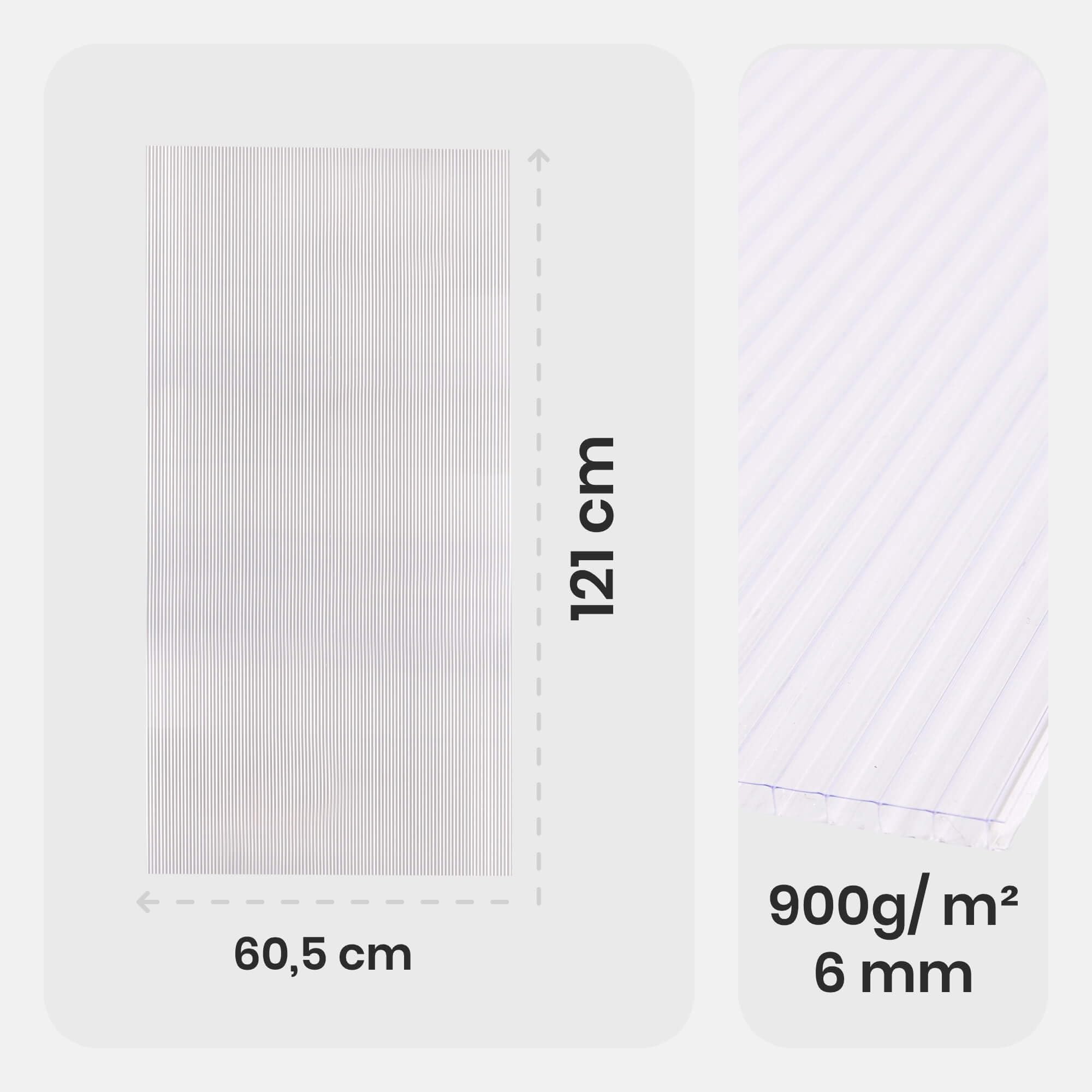 Arebos Doppelstegplatten 6mm Gewächshaus Platten | 10er Set 121x60,5 cm | Polycarbonat Hohlkammerplatten UV-beständig Transparent | Stegplatten für Carport Frühbeet Überdachung
