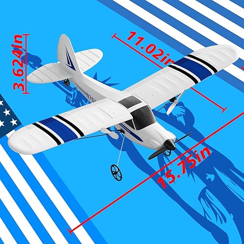 Miniatura 8 de Avión RC de 82.4 F listo para volar para principiantes, avión de control remoto de 2.4 GHz 2 canales RTF para niños y adultos, avión RC fácil de