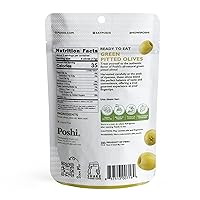Vista 62 de Poshi Olives + Veggies Variedad de aceitunas enteras sin hueso de 4 sabores Poshi 4 sabores Vegano, Kosher, sin gluten + Snacks saludables