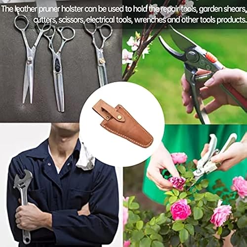 Miniatura 3 de Funda de cuero para tijeras, 1 paquete de fundas de cuero para herramientas, funda de podadora de jardín, bolsa con soporte para cinturón, funda