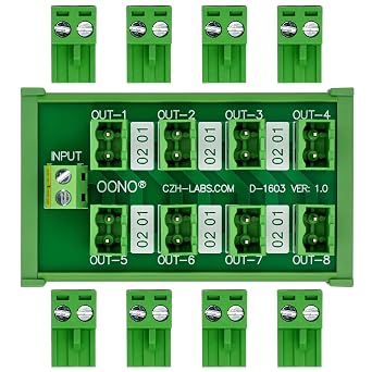 DIN Rail Mount 10A/300V Pluggable Screw Terminal Block Distribution Module 8x2 Pole