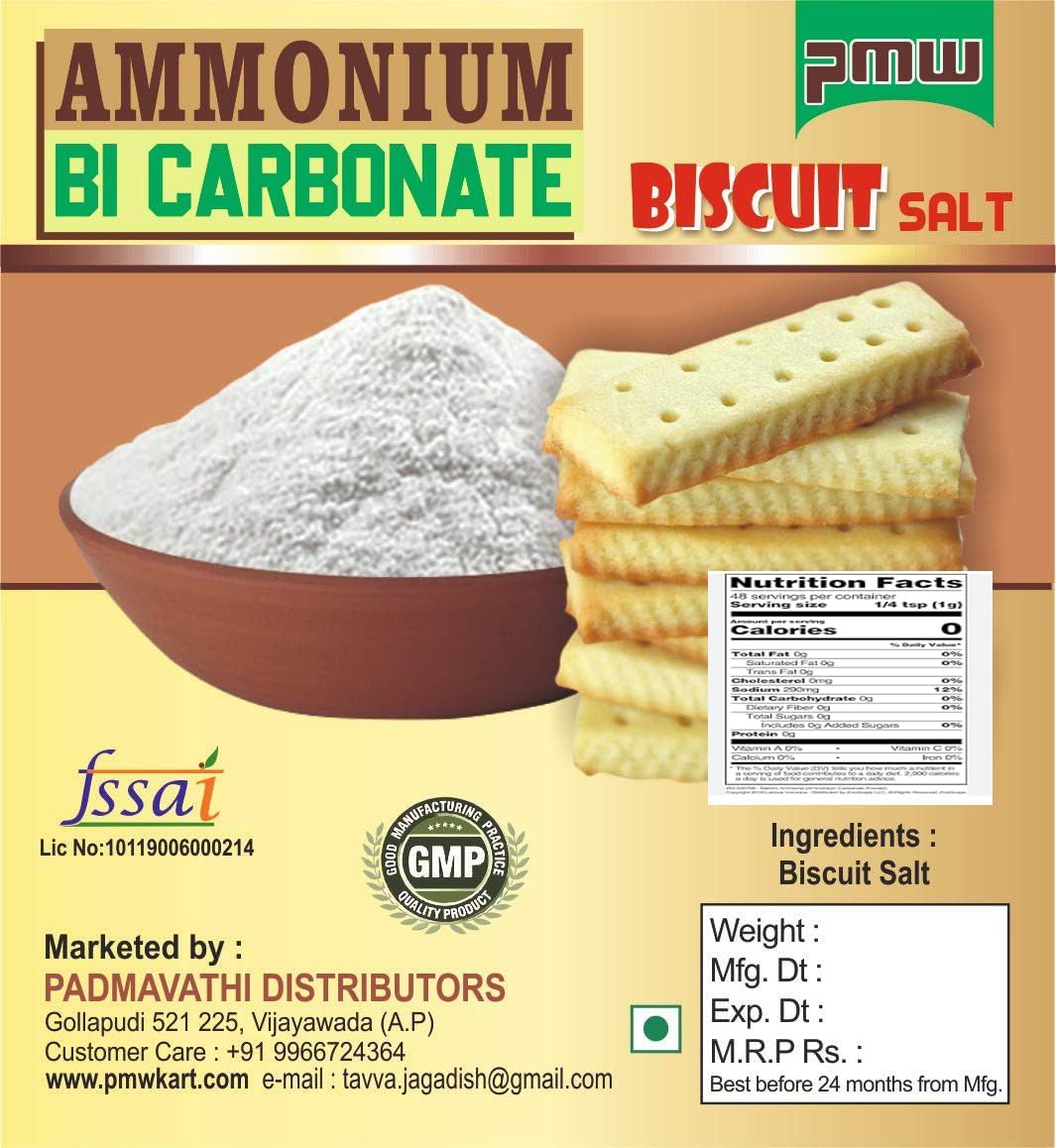 Pmw - Ammonium Bicarbonate - Jar Pack - ABC - Hornsalt - Hartshorn - Food Grade - 500 Grams
