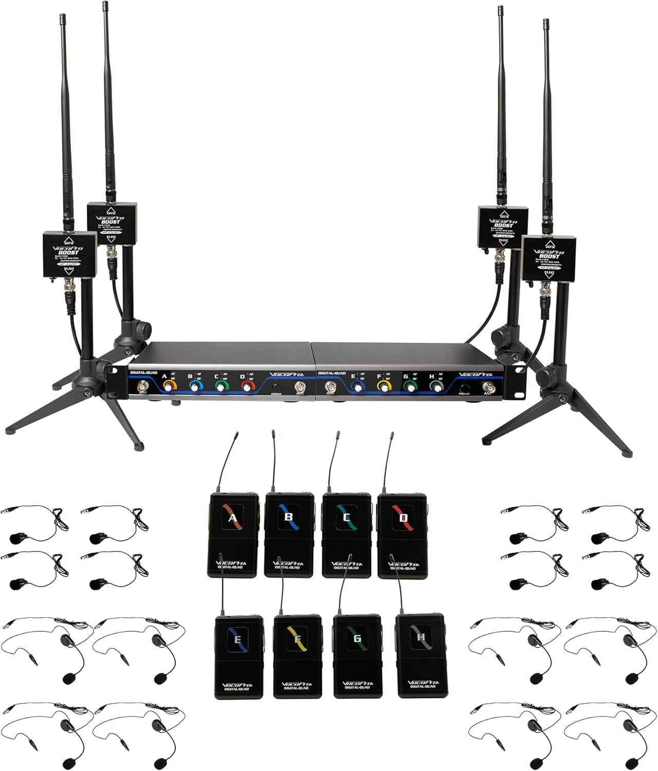 VocoPro Headset, Boost-Conference-8 /600ft. Long-Range, Digital Wireless Microphone Package Play-8