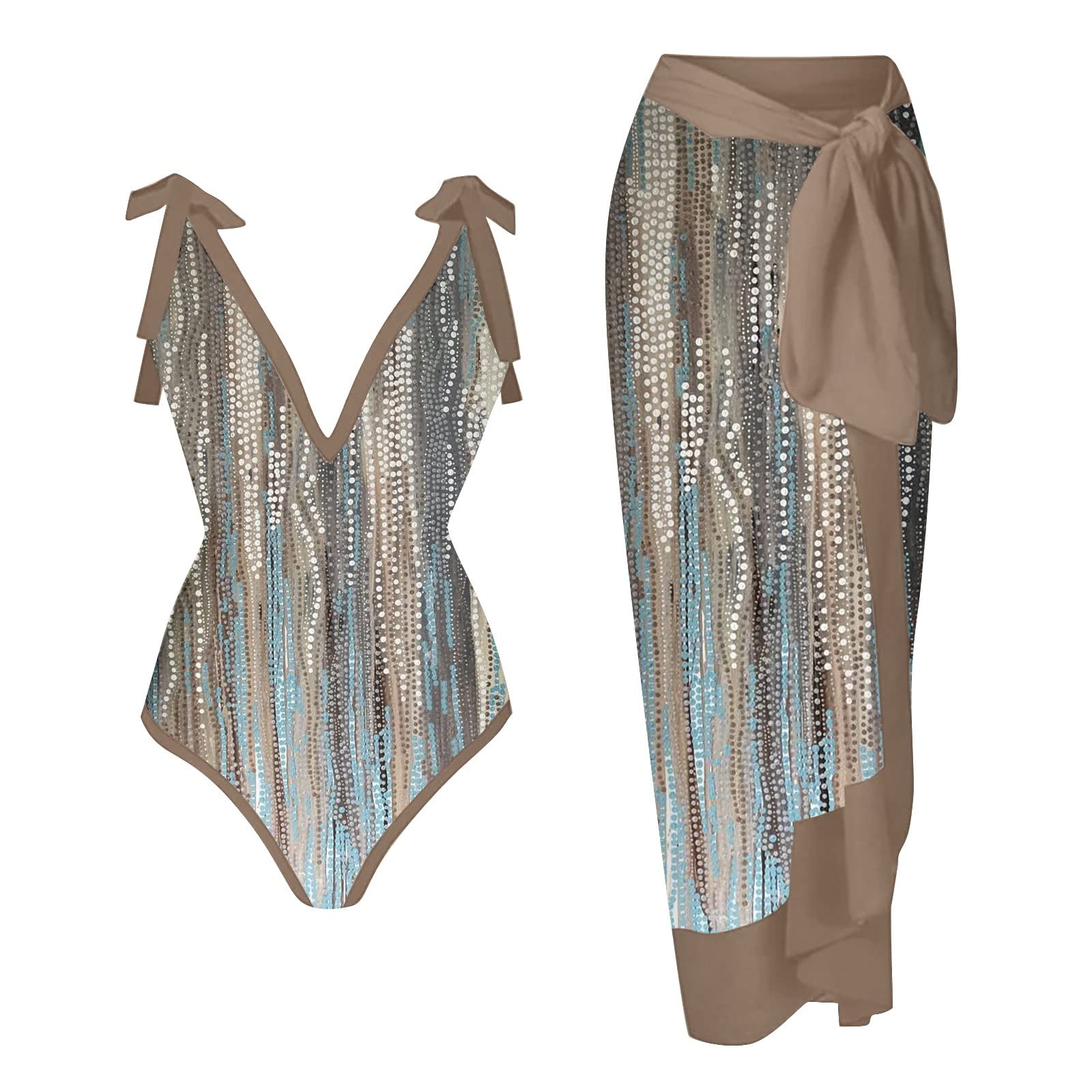 Bikini 2 pièces maillots de bain imprimé géométrique avec maintien poitrine