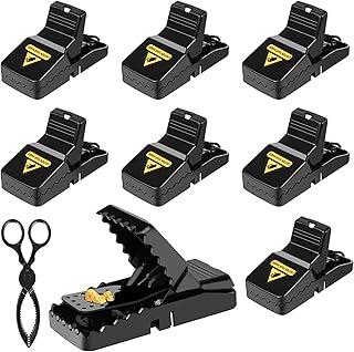 Mouse Trap Mice Traps Indoor and Outdoor 8 Pack Mouse Trap with 2 Clamp Mouse Traps Indoor Humane Small Mouse Snap Trap, Reusable Mouse Catcher for Living Room Kitchen Basement Garden