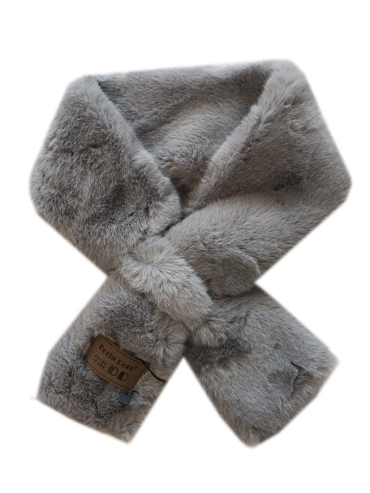 Doria Dore Really Rex Rabbit's Hair Scarf Woman Scarf Leather And Fur Spring And Autumn Winter Collar Solid Color Keep Warm (Grey)