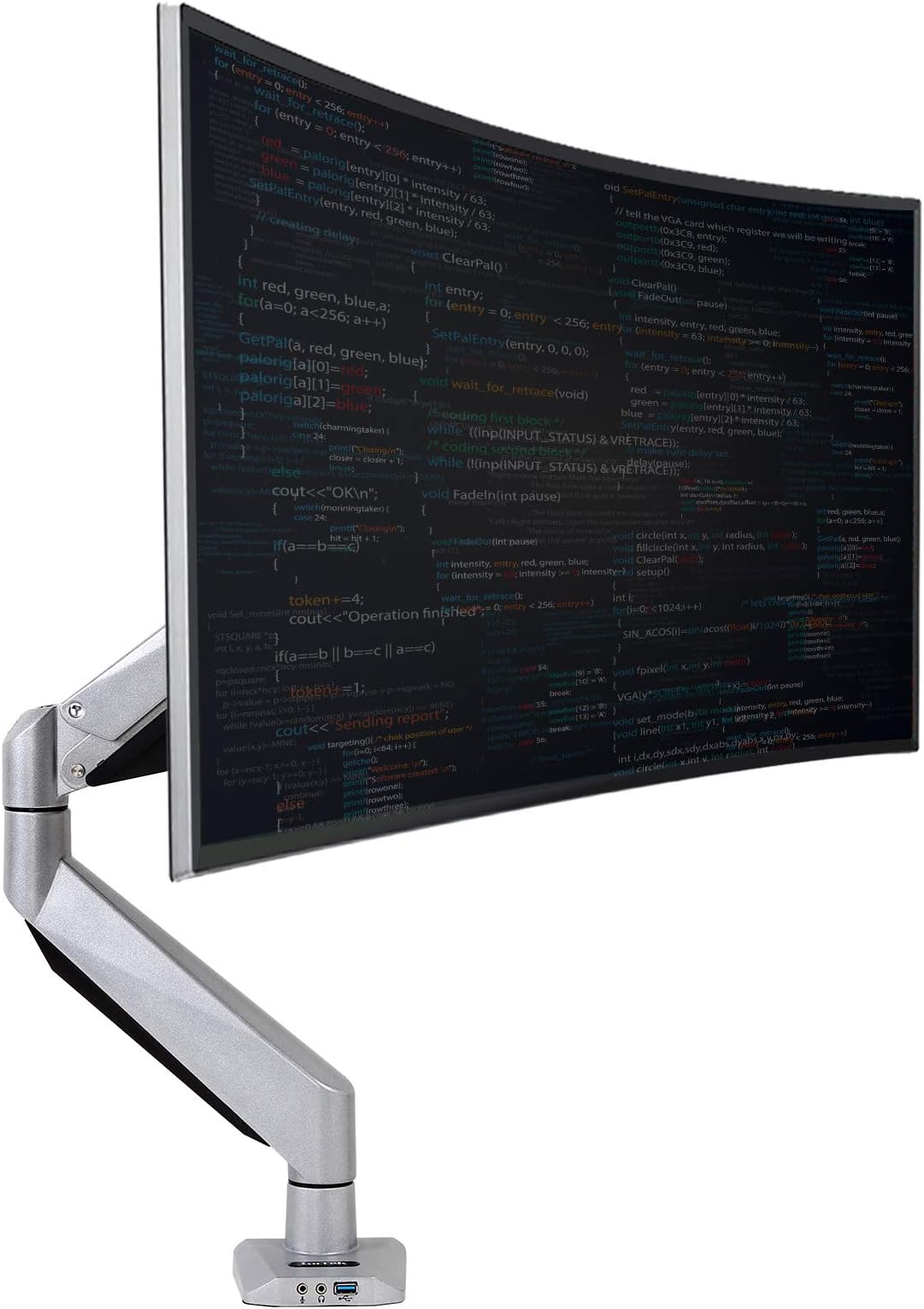 D7RV Monitor Mount fits for Curved and Panel 10-34 inches Monitors Gas Spring Support Weighting 8.8-22 lbs per LCD Arm (D7RV-8.8-22 lbs)