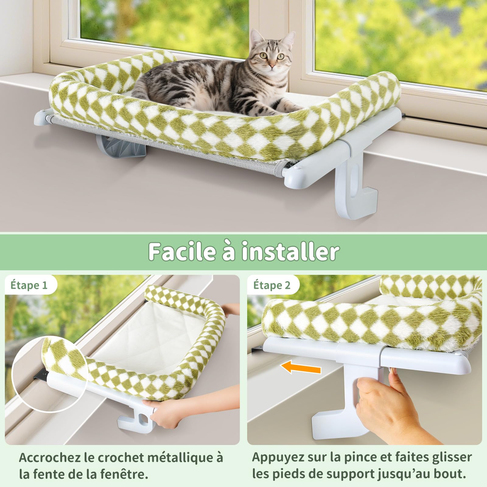 GUUSII HOME Verhoogde Kattenmand Kattenhangmat voor Binnen Kattenmeubel Verhoogd Kattensofa Kattenbed voor Grote Katzen Dikke Kussens Machinewasbaar Pluizig Hoes 58.5x43x21cm (Grijs