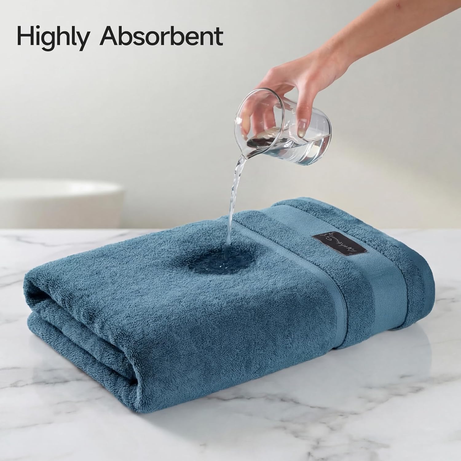 REDKISS Large Bath Towels Set 2 Piece, 100% Cotton, 31x63 in,Heavyweight 760G, Highly Absorbent & Quick Dry, Super Soft Luxury Shower Towels for Bathroom,Hotel Collection - Blue - Image 6