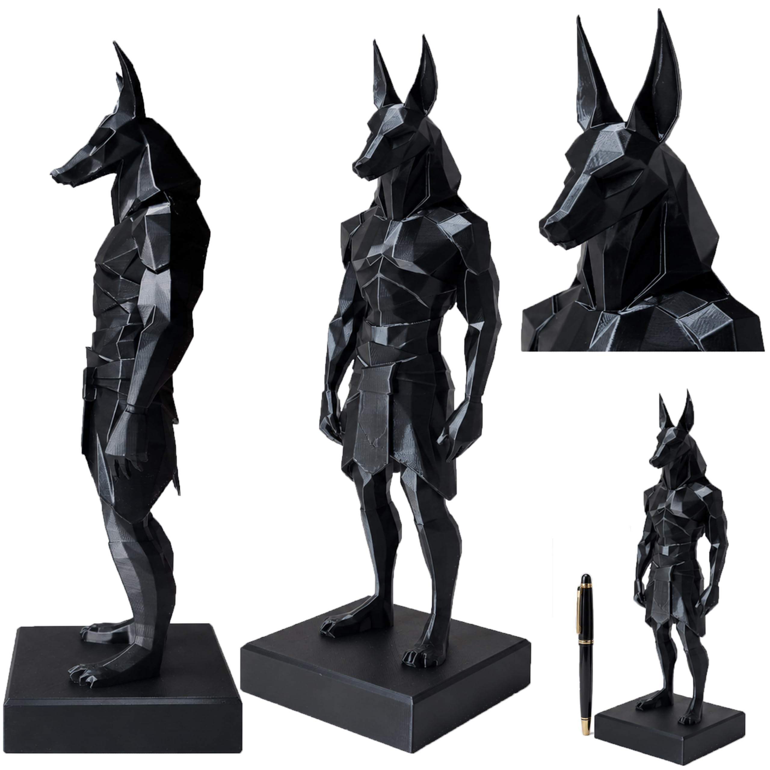 DARZINO Black Modern Home Decoration Minimalist Statue Accent Art | Abstract Office Desk Ornaments Bookshelf Decor for Home Living Room Gaming Room Accessories, Geometric Anubis Egyptian God Figurine