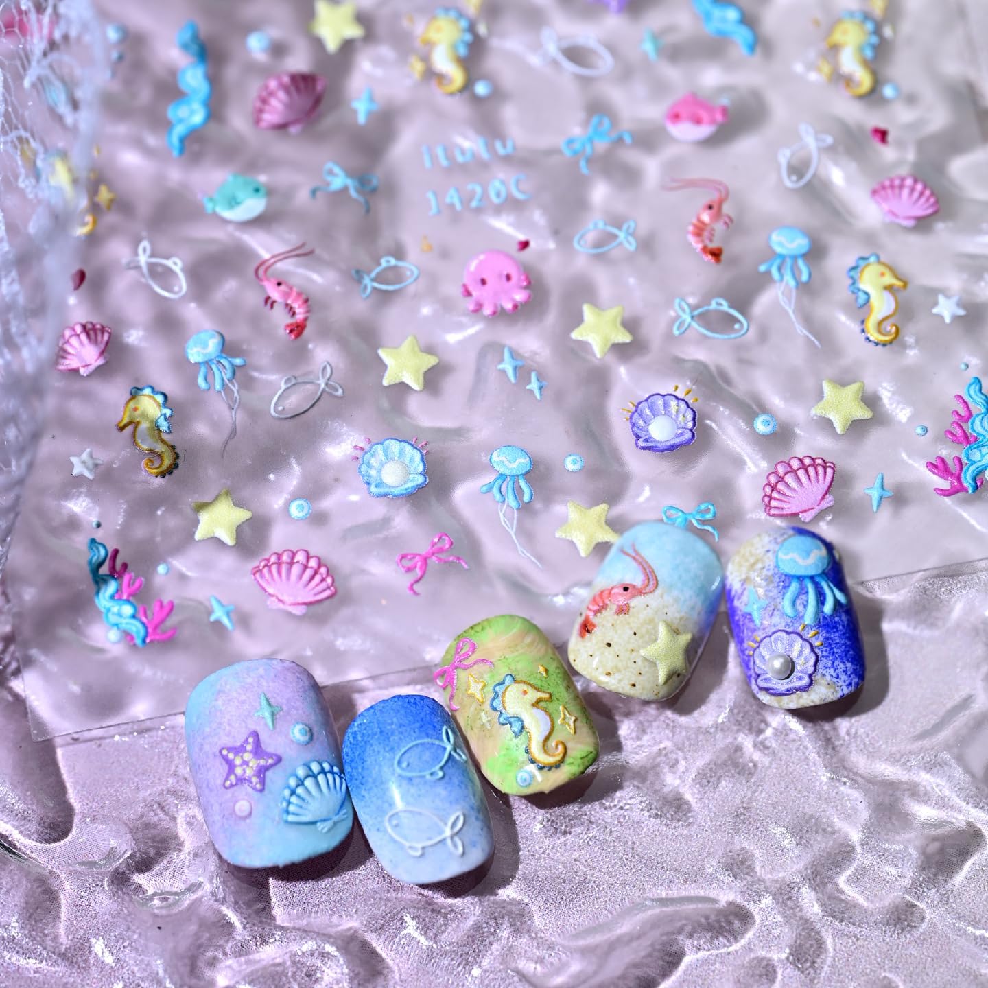 1 Sheet 5D Embossed Cute Floral Ladybug Nail Stickers for Nail Art Ladybug Flower Nail Decals Daisy Lady Bug Nail Design Colorful Floral Nail Decoration Nail Accessories for Women Manicure Supplies