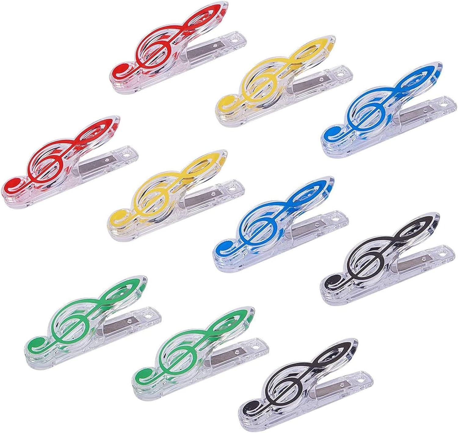 WANDIC Plastic Music Stand Clips, 10-Piece Transparent Sheet Music Book Holder, Mixed Color, Mixed Color 1, 10 PCS